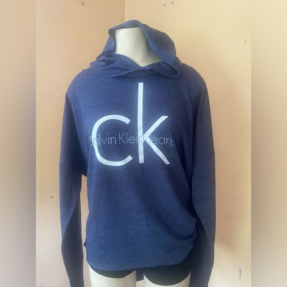 Calvin Klein Blue Long Sleeve Boxy Sweatshirt - Picture 3 of 11